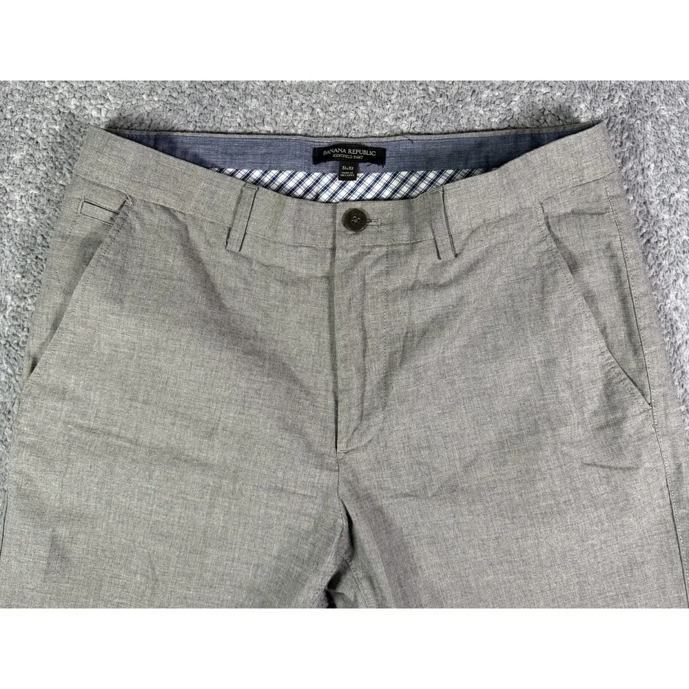 Banana Republic Pants Mens 31x32 Kentfield Chino Straight Flat Front Gray Cotton